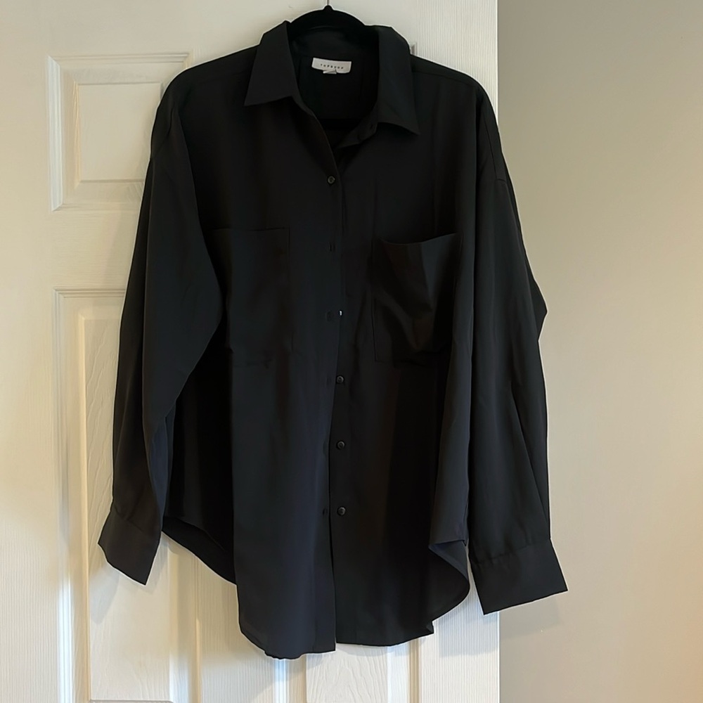 Topshop Black Button up top